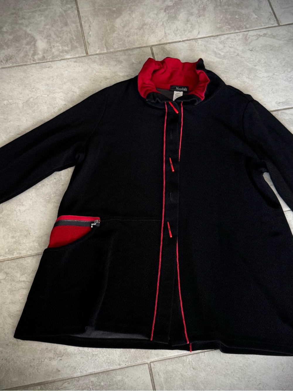 Women's Black Blazer Jacket with Red Trim